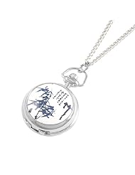 Ladies Bamboo and Letter Print Arabic Numbers Dial Metal Pocket Watch