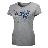 MLB New York Yankees Women's Short Sleeve Crew Neck Tee (Steel Heather, Small)
