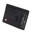 Alpine Swiss Fine Lambskin Leather Wallet Hand Crafted Men's Money Clip mini Wallet ID Credit Card Holder Front Pocket Wallet with Spring Clip - Black Comes in a Gift Bag
