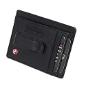 Alpine Swiss Fine Lambskin Leather Wallet Hand Crafted Men's Money Clip mini Wallet ID Credit Card Holder Front Pocket Wallet with Spring Clip - Black Comes in a Gift Bag