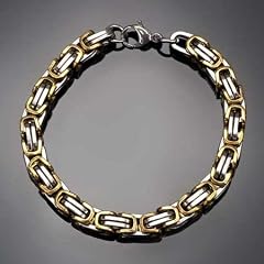 Edelstahl Armband, K�nigskette, 23 cm, Silber-Gold