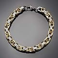 Edelstahl Armband, K�nigskette, 23 cm, Silber-Gold