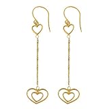 Lovely 14k Yellow Gold Dangle Heart Hook Earrings