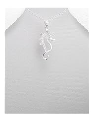 Seahorse CZ Pendant Necklace In 92.5 Sterling Silver