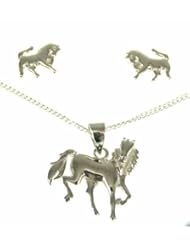 kala-isjewels - Ladies - Silver Sterling " Horses "Pendant ( 0,79" ) , Earrings and Chain (16,53 " )