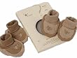 Organic Cotton Booties (NB-3, Chestnut & Wheat)