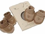 Organic Cotton Booties (NB-3, Chestnut & Wheat)