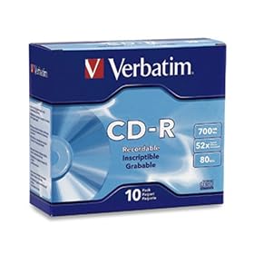 Verbatim CD-R 80MIN 700MB 52X Branded 10pk Slim Case (94935) by Verbatim
