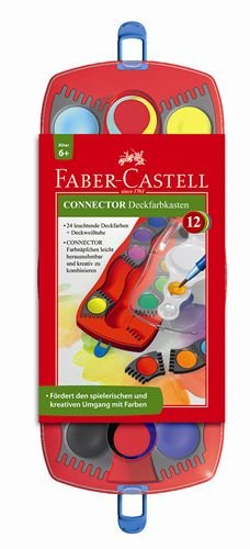 Faber Castell 125030 - Farbkasten Connector 12 Farben inklusive Deckwei&szlig; 12 verschiedene F Preisvergleich