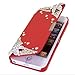 Flip Design Leather Magnetic Hard Case Cover for Iphone 5 5g Flower Bling Tower (Red)