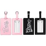 Amscan Just Married Luggage Tags Bridal Shower Party Novelty Favors, 4-1/4 x 2-3/4", Black/Pink, Set of 2