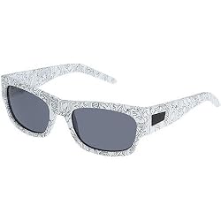Fox Racing The Heretic Men's Casual Sunglasses w/ Free B&F Heart Sticker Bundle - White Memo Print/Grey