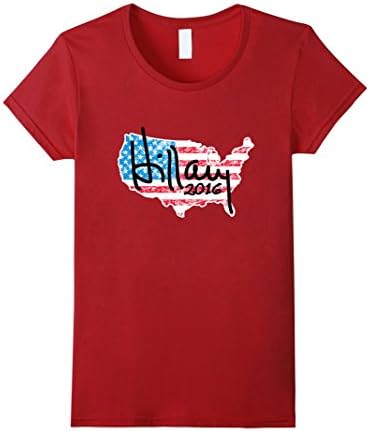 Women's Hillary for President 2016 RWB USA T Shirt Medium Cranberry