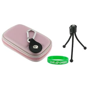 EVA Hard Shell Carrying Case (Pink) and Spider Tripod for Casio EX-Z1080BK 10.1 MP Digital Camera Black