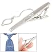 Rosallini Textured Surface Silver Tone Metal Necktie Clip w Chain