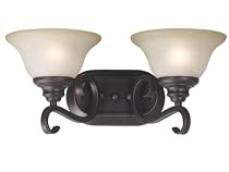 Kenroy Home 80472ORB Welles Two-Light Vanity Light With 7-Inch Cream Scavo Glass Shades, Oil Rubbed Bronze