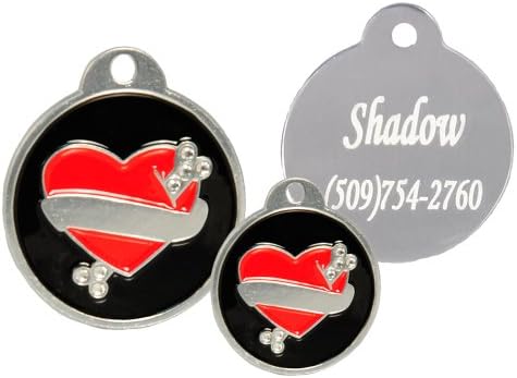 Charming Round with Tattoo Heart Pet ID Tag - Small Size