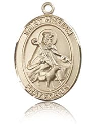 Free Engraving Included Medal-14k Gold St. Saint William of Rochester Medal 3/4" 8114k w/o Chain w/Box Patron Saint of Adopted Children