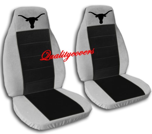 Silver and black seat covers with a 