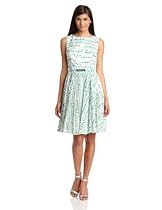 Hot Sale Adrianna Papell Women's Zigzag Burnout Pleated Dress, Green, 6