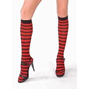 Strip Knee Hi Socks Opaque Black White or Red Black