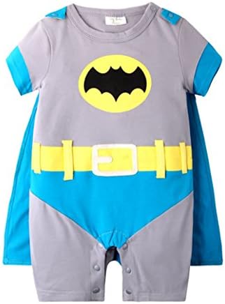 Superhero Onepiece Onesie Romper for Infant Baby Toddler Boy or Girl (90, Batman)