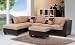 Taupe Elegant Micro Fiber / Faux Leather Sectional & Ottoman