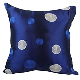 Dark Blue and White Dot 18x18 Decorative Silk Throw Pillow Cover