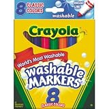 Crayola Washable Markers, Broad Point, Classic Colors, 8/Pack (58-7808)