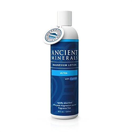 Ancient Minerals Magnesium Lotion ULTRA with OptiMSM, 237ml / 8 fl. oz. (600mg elemental magnesium 2.15g MSM per fl. oz. / 30 mL)