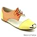 BUMPER JOLIE06 Women's Round Toe lace Up Metallic Toe Mesh Two Tone Flat Oxfords