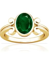 18K Yellow Gold Oval Cut Emerald Womens Astrological Ring
