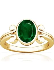 14K Yellow Gold Oval Cut Emerald Womens Astrological Ring
