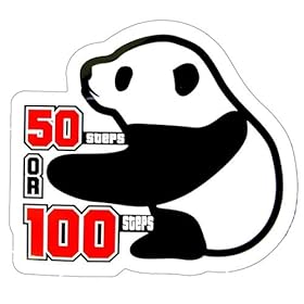 【クリックで詳細表示】コトワザステッカー/パンダ《50歩100歩/50 steps or 100 steps》防水加工