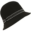 Wool Winter Cloche Bucket Bell Long Side Brim Hat Black