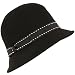 Wool Winter Cloche Bucket Bell Long Side Brim Hat Black