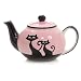 HuesNBrews Cattitude 24 Ounce Pink Teapot, 1 Pack