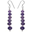 Silver Dangling Earrings Amethyst Gemstone Jewelry 2 inches (erg073)