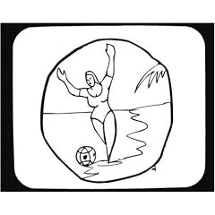 Mauspad mit der Grafik: Polynesien, Taucher, Fu�ball, spielen, Ozean, Himmel, Strand, Hawaii, Frau, Kugel, Sand, Tauchen, Wasser, "black and white", Sport, Ufer, dribbling, Meer, Dame