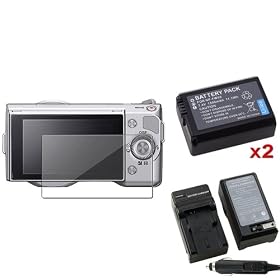 Everydaysource For Sony Alpha NEX-3 LCD Screen Protector Film Guard+Charger+2pk Battery NP-FW50