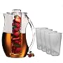 Acrylic Stylish Fruit Infuser Pitcher With Lid + 4 Pack 16 oz. Pebbled Plastic Tumbler
