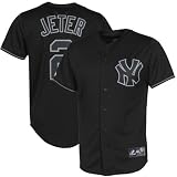 Majestic Derek Jeter New York Yankees Fashion Replica Jersey - Black (XX-Large)