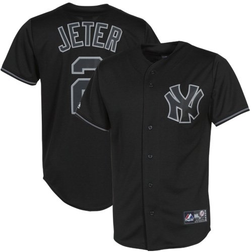 Majestic Derek Jeter New York Yankees Fashion Replica Jersey - Black (X-Large)