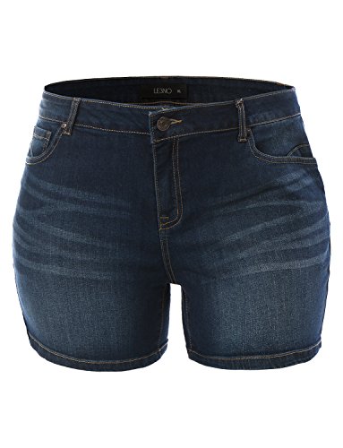 LE3NO Womens Plus Size Fitted High Rise Push Up Denim Jean Shorts