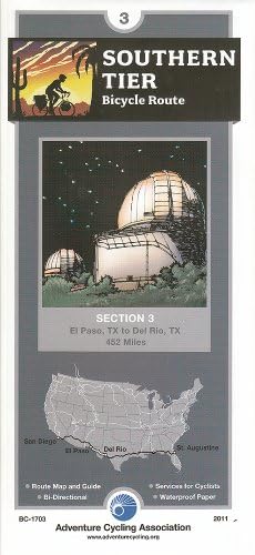 Bicycle Touring Map - Southern Tier # 3, El Paso to Del Rio, TX