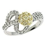 14k Two-Tone Trendy Fancy Yellow Diamond Diamond Ring - Size 7.0