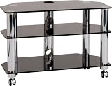  : Optimum Fusion LCD800 3 Shelf Television Stand - Polished Chrome Rods With Black Glass