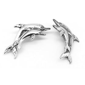 STERLING SILVER MINI MOM WITH BABY DOLPHIN EARRINGS ON POSTS