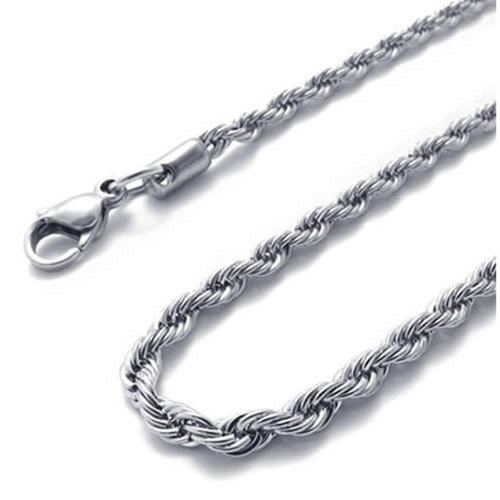 2mm KONOV Silver Womens Mens Stainless Steel Rope Necklace Chain 18-26