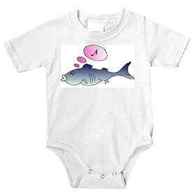 Onesie with fish, pink, singing, thinking, note